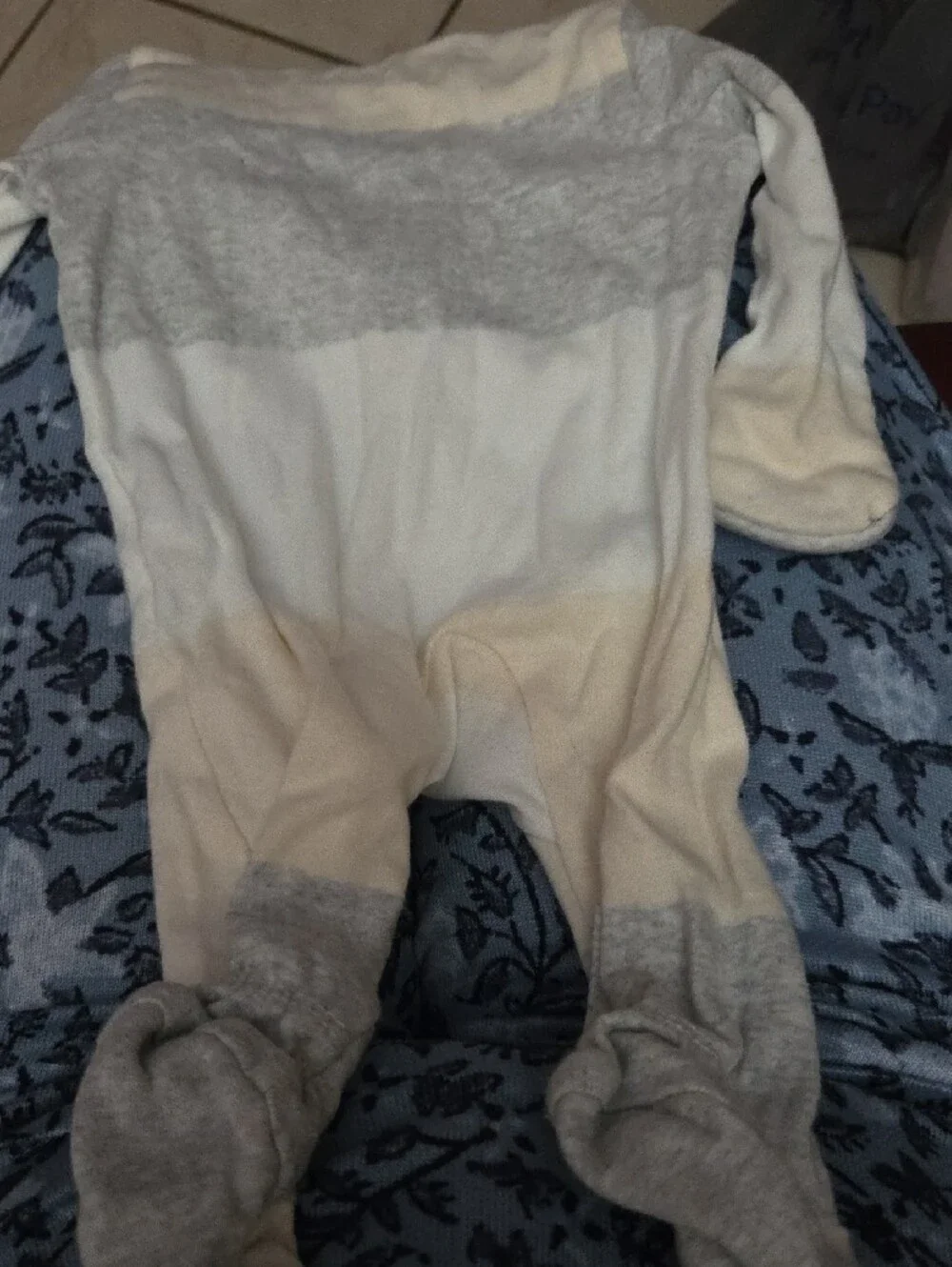 The Honest Company Gray and Cream Striped Baby Footie One-Piece Newborn NWOT